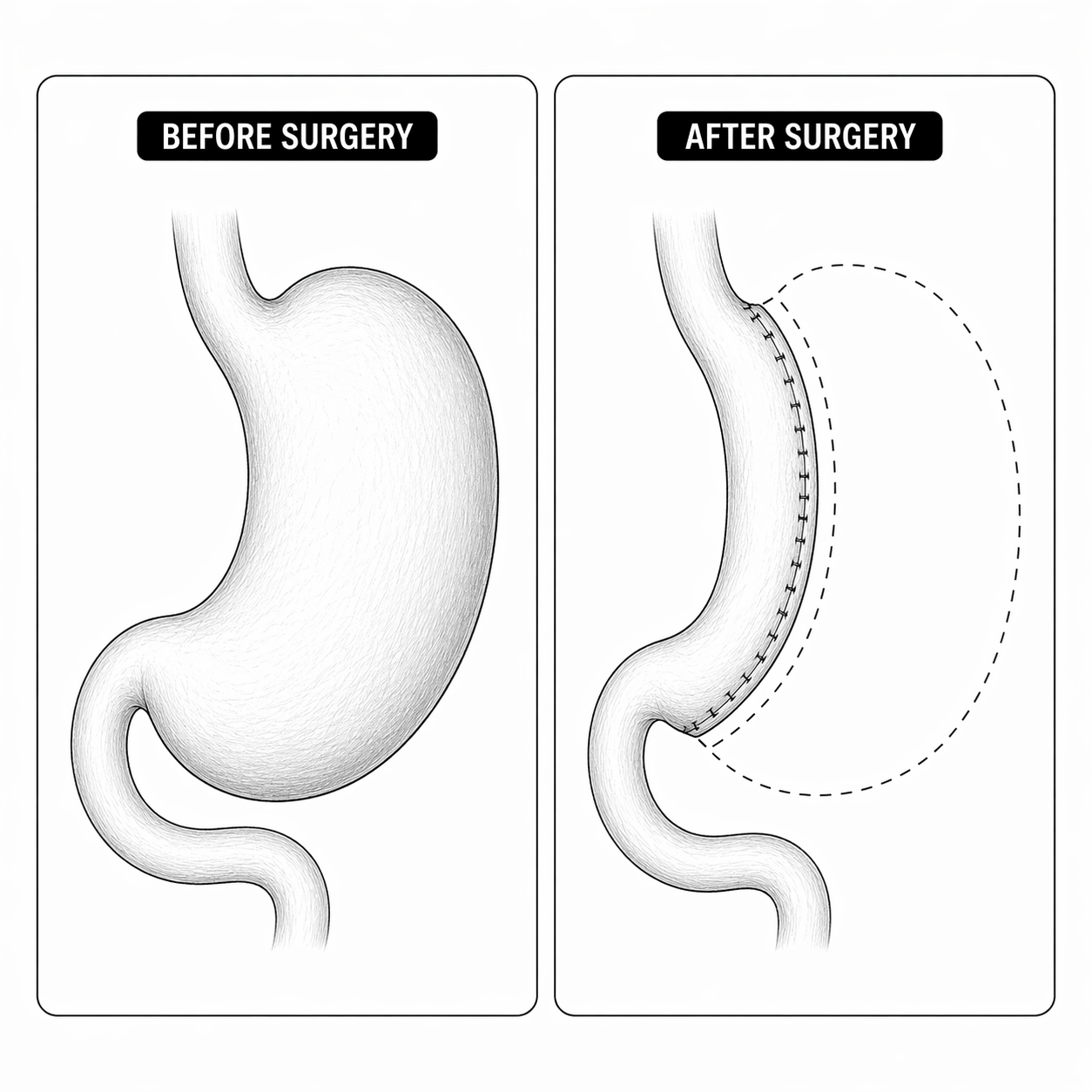 Laparoscopic sleeve gastrectomy diagram