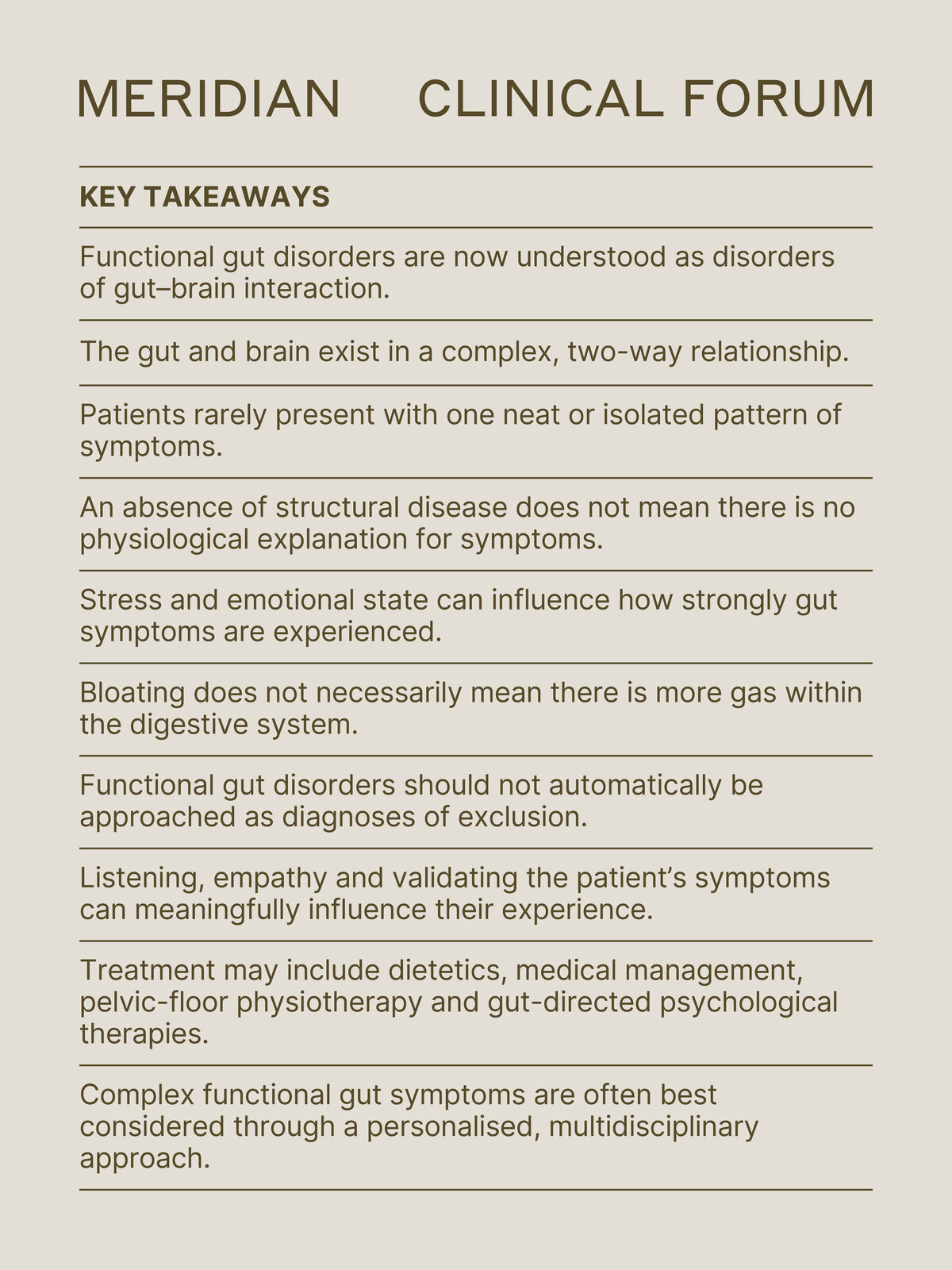 Key takeaways from the Functional Gut Disorders Clinical Forum