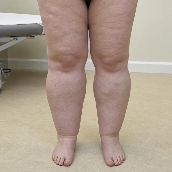 Lower-leg swelling associated with lymphoedema